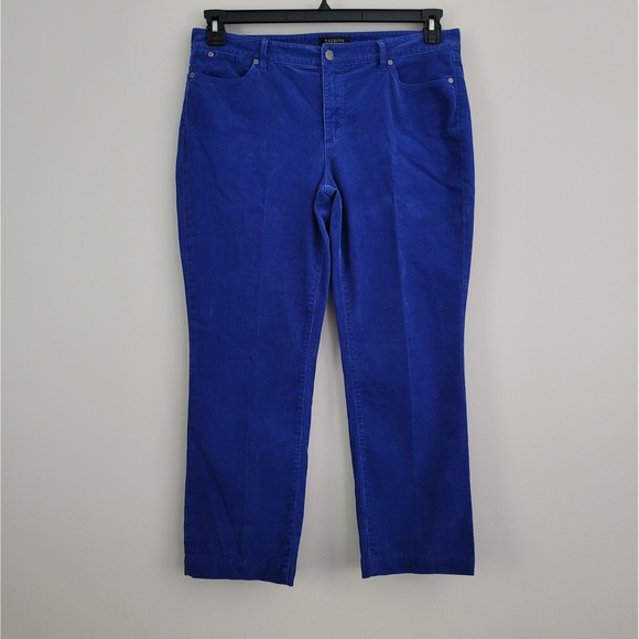 TALBOTS Size 12P Blue Straight Leg Flawless 5-Pocket Cropped Corduroy Pants - Picture 1 of 6